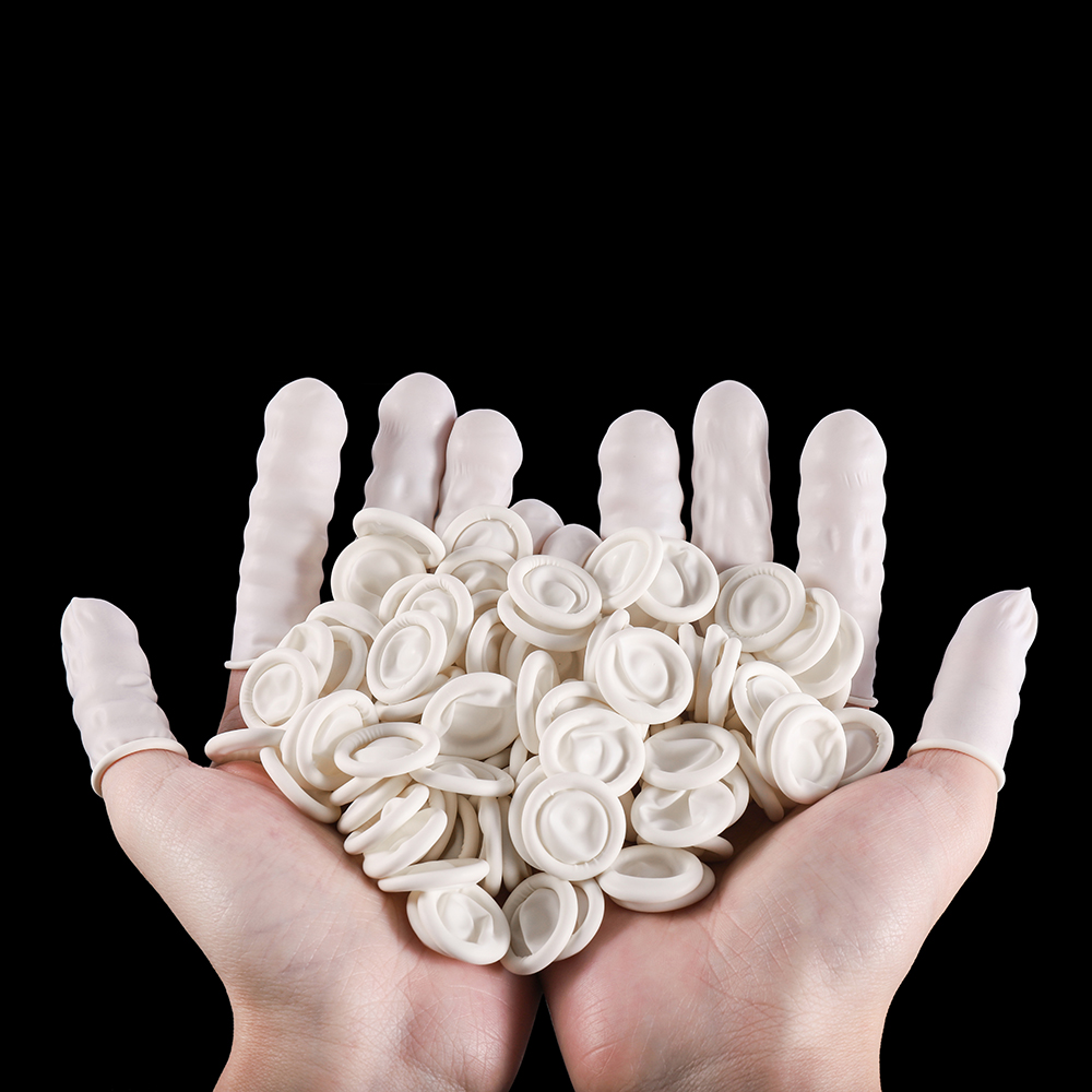 Disposable Gloves Nitrile - 50/100 個白使い捨て指先プロテクター手袋ゴム滑り止め指カバーベビーベッド DIY 樹脂金型ツール用品