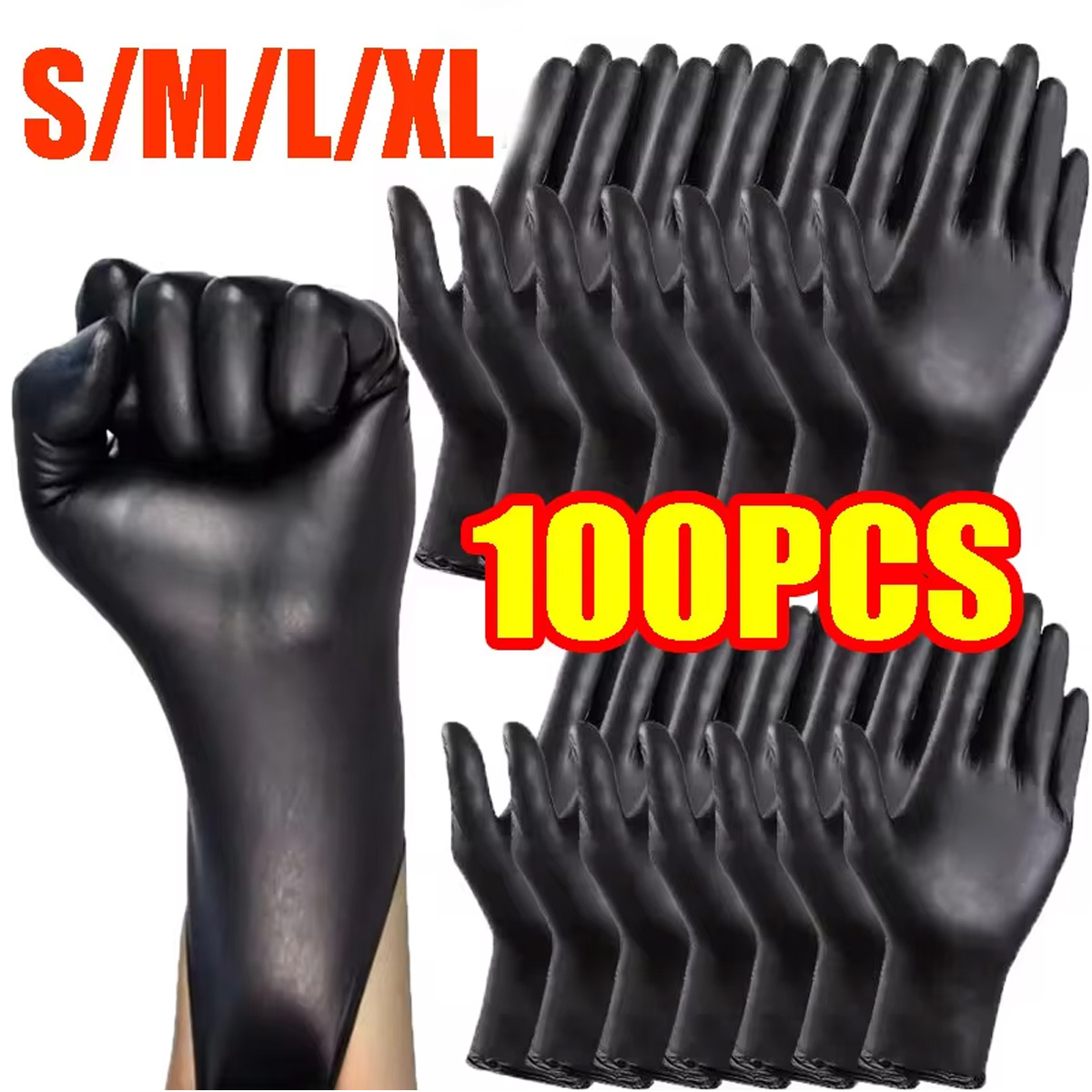 Disposable Gloves Nitrile - 10/20/50/100 個袋入り使い捨て手袋黒使い捨て手袋家庭用キッチン調理ツール洗車家庭用クリーニング