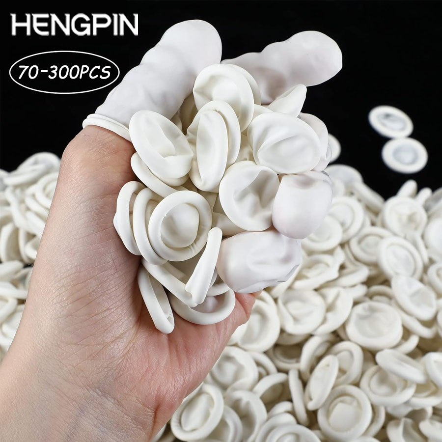 Disposable Gloves Nitrile - HENGPIN 70/300個 指先保護グローブ 使い捨て ホワイト ラテックスフィンガーコット