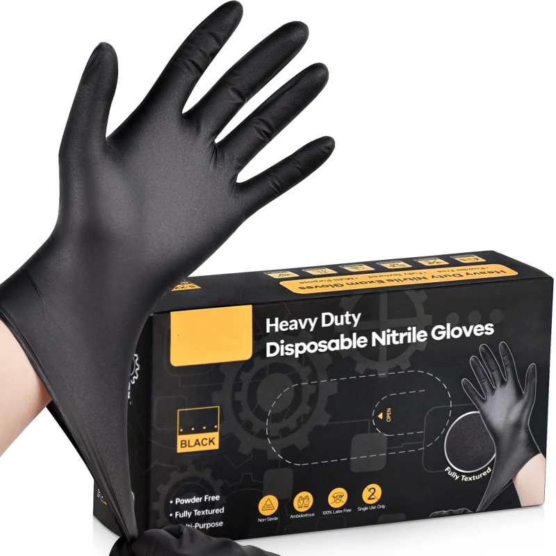 Disposable Gloves Nitrile - 20 個黒使い捨てニトリル手袋 4Mil ラテックス & パウダーフリーテクスチャ手袋工業用グレードメカニック自動車タトゥー手袋
