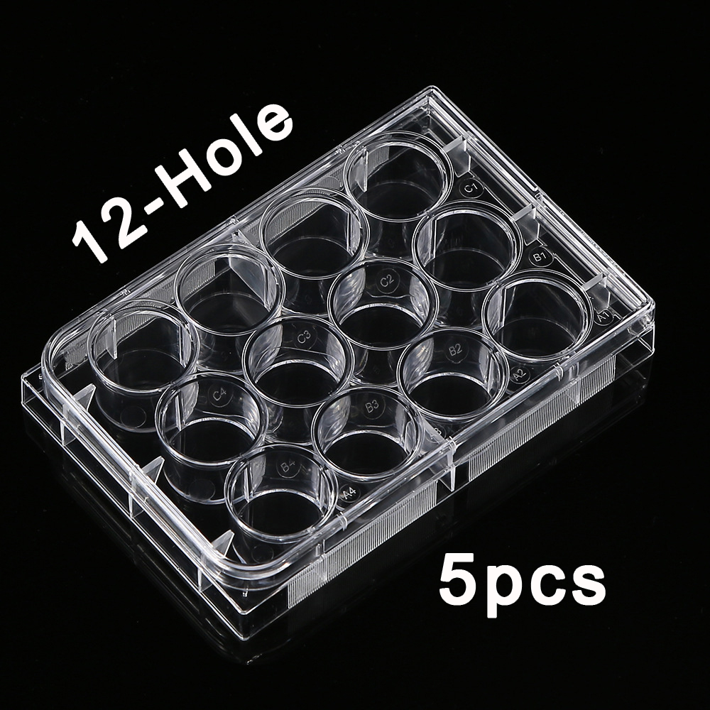 Medical Lab Supplies - ポリスチレン花びら皿、文化皿、実験室用12穴、医療生物科学実験装置、5個