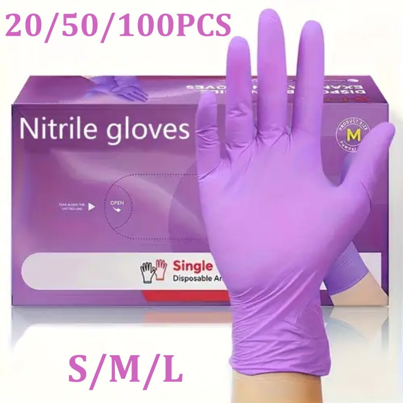 Disposable Gloves Nitrile - 50/100 個バイオレットニトリル手袋使い捨て紫 5Mil 食品グレード家庭用手袋女性のためのクリーニングガーデニングキッチン手袋
