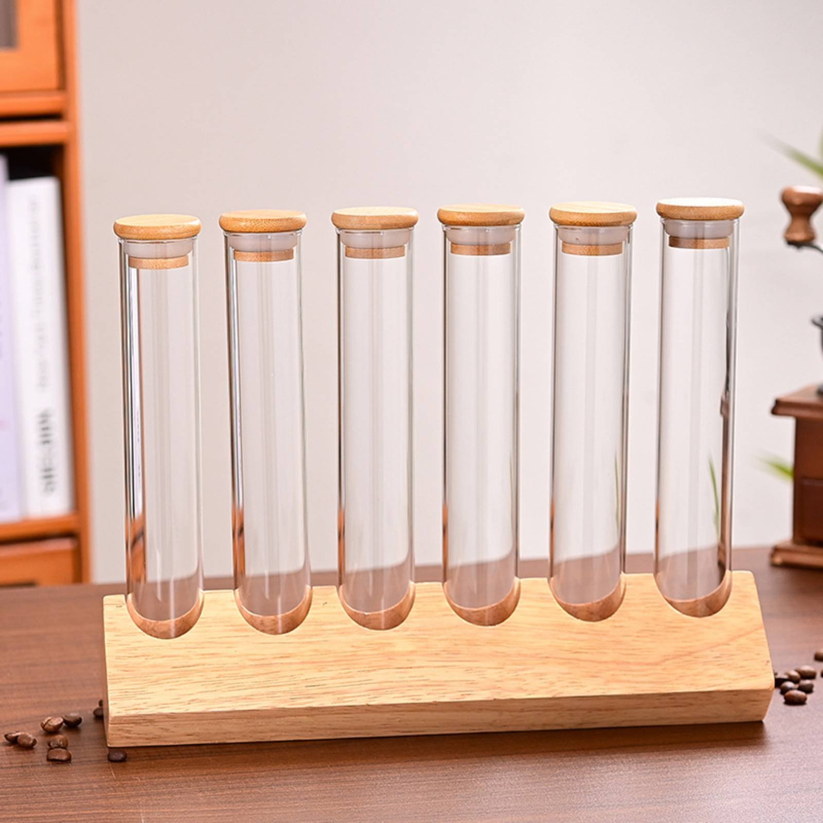 ガラス管容器セット 木製スタンド付き 省スペース ガラス管木 - Centrifuge Tube Rack のレビューと価格