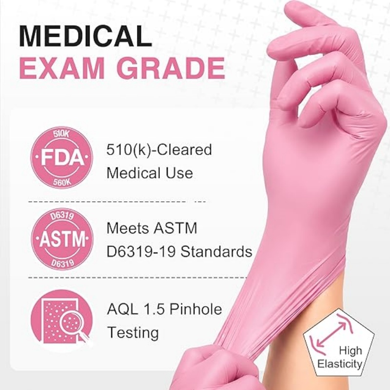 ピンクニトリル使い捨て手袋家庭用クリーニング作業キッチンガー - Disposable Gloves Nitrile のレビューと価格