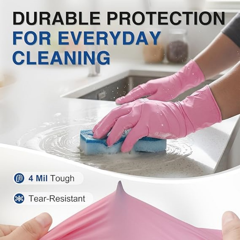 ピンクニトリル使い捨て手袋家庭用クリーニング作業キッチンガー - Disposable Gloves Nitrile のレビューと価格