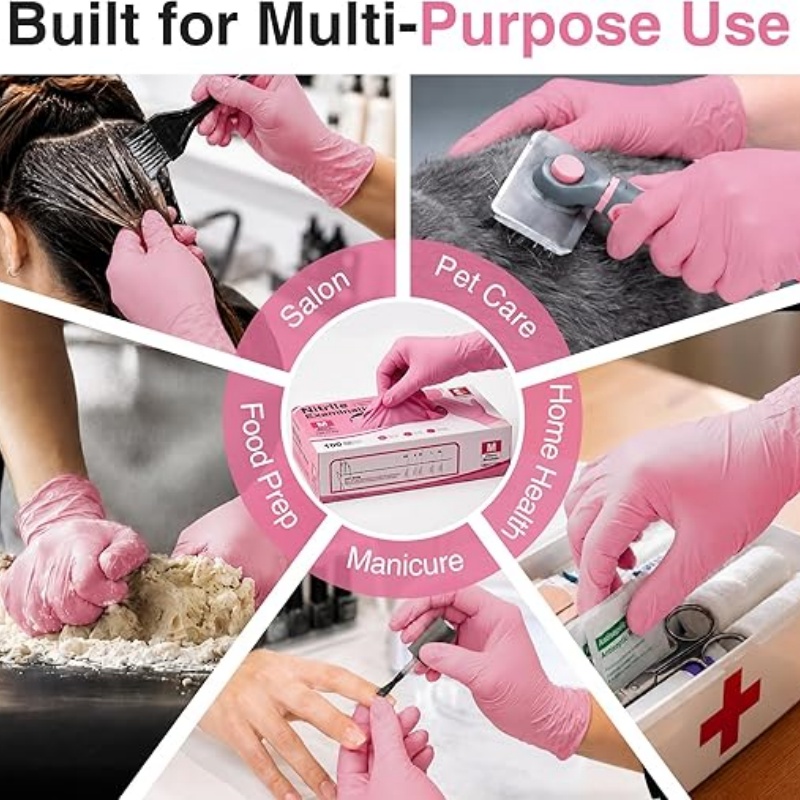 ピンクニトリル使い捨て手袋家庭用クリーニング作業キッチンガー - Disposable Gloves Nitrile のレビューと価格