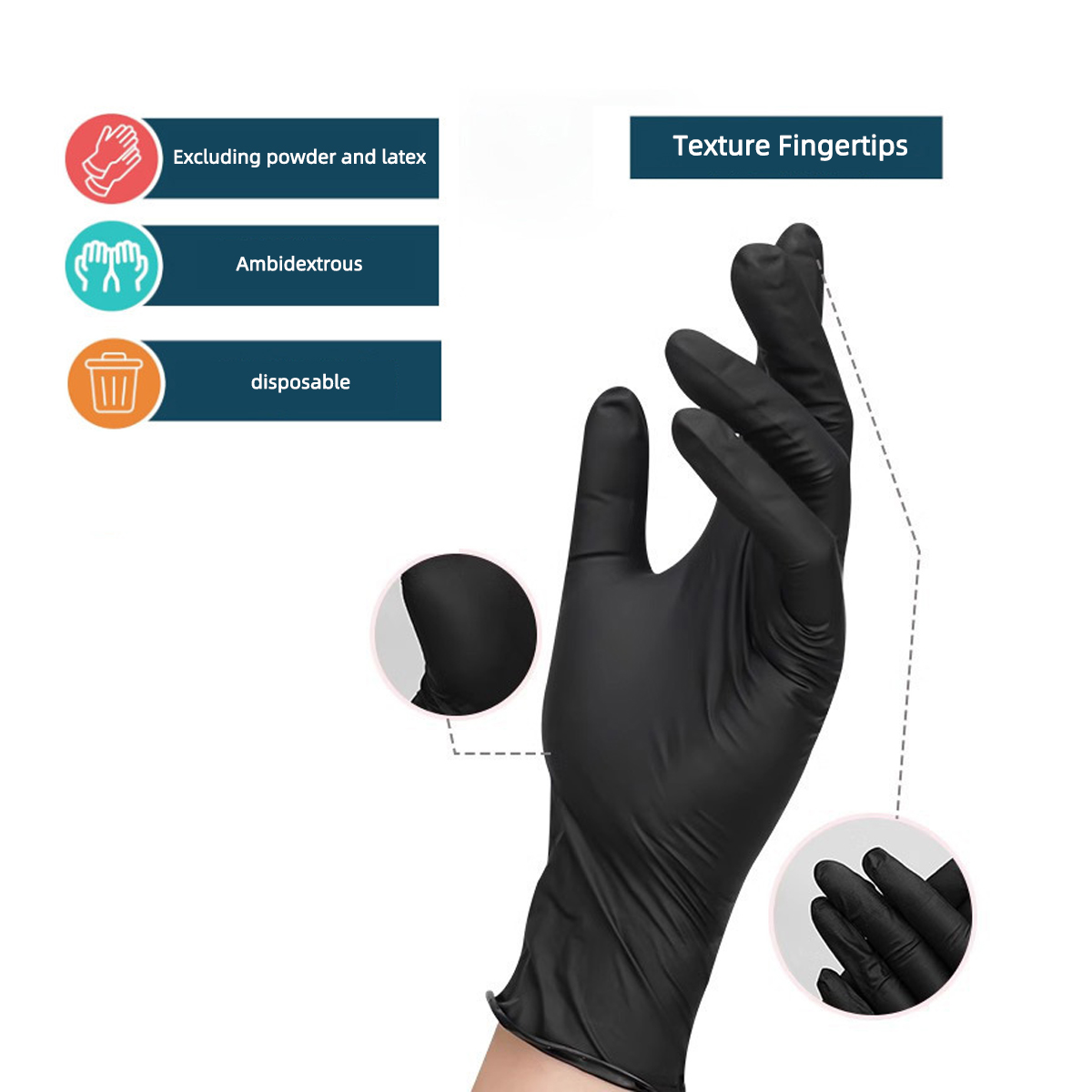 10/20/50/100 個袋入り使い捨て手袋黒使い捨て手袋 - Disposable Gloves Nitrile のレビューと価格
