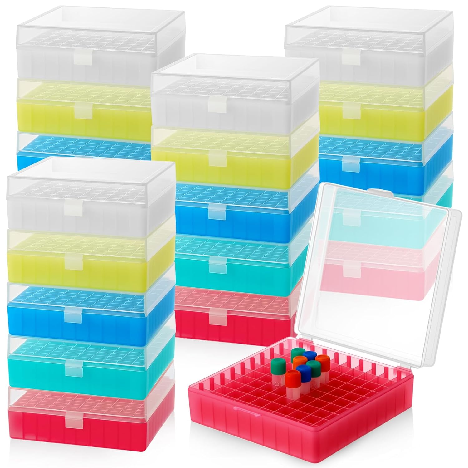 100穴遠心管クライオ保存ボックス、スナップクラスプ付き冷凍 - Centrifuge Tube Rack のレビューと価格