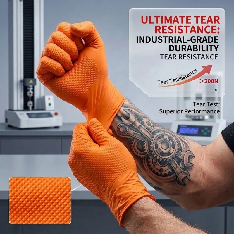 ヘビーデューティーオレンジニトリルグローブ 8ミル 産業用使 - Disposable Gloves Nitrile のレビューと価格