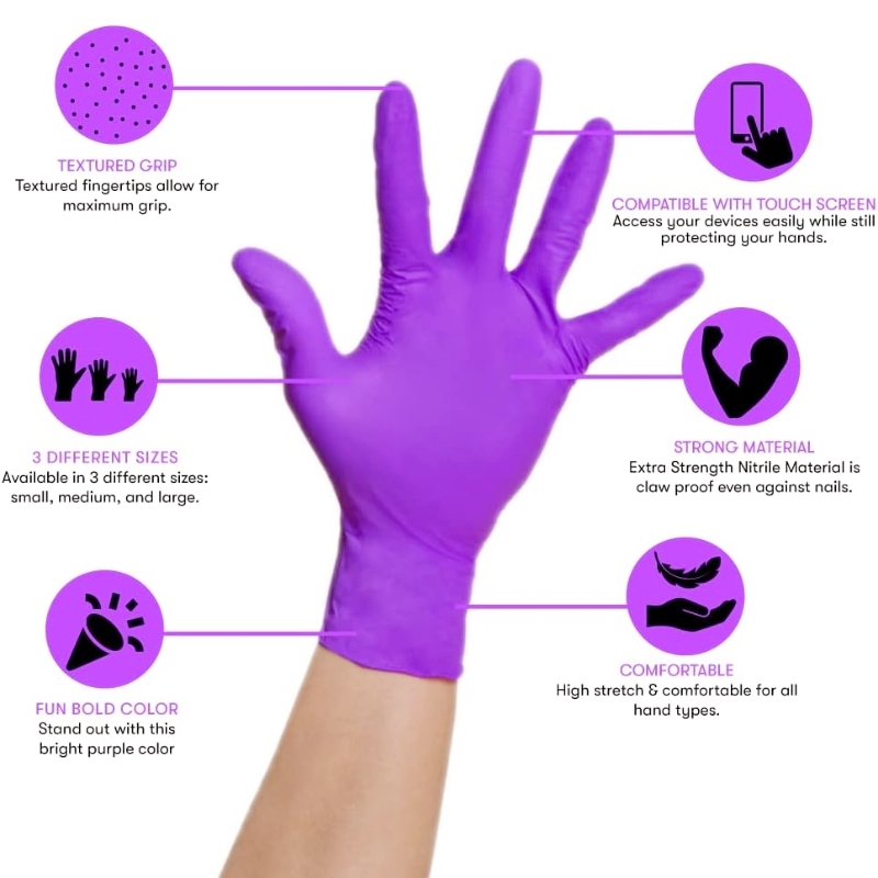 50/100 個バイオレットニトリル手袋使い捨て紫 5Mil - Disposable Gloves Nitrile のレビューと価格