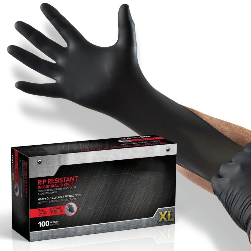 100 個黒ニトリル手袋使い捨てラテックスフリー産業安全作業 - Disposable Gloves Nitrile のレビューと価格